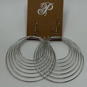 PLUNDER Large Silver Spiral Dangling Casual Lighweight Earrings